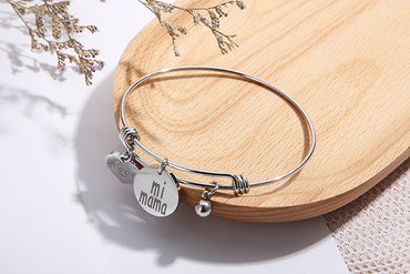 Fashion Mother's Day Gift Letter Love Mi Mama Stainles Steel Heart-shaped Bracelet