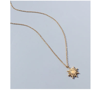 1 Piece Simple Style Sun Titanium Steel Plating Pendant Necklace