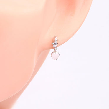 1 Pair Basic Sweet Heart Shape Sterling Silver Plating Inlay Zircon Drop Earrings