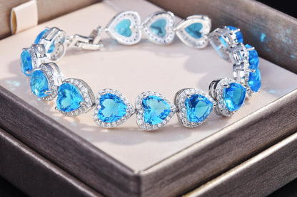 European And American Luxury Super Flash High Carbon Diamond Heart-shaped Bracelet