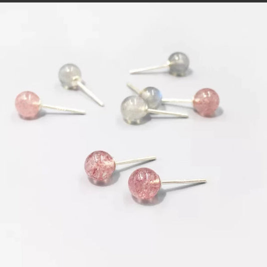 1 Pair Simple Style Commute Candy Artificial Crystal Sterling Silver Ear Studs