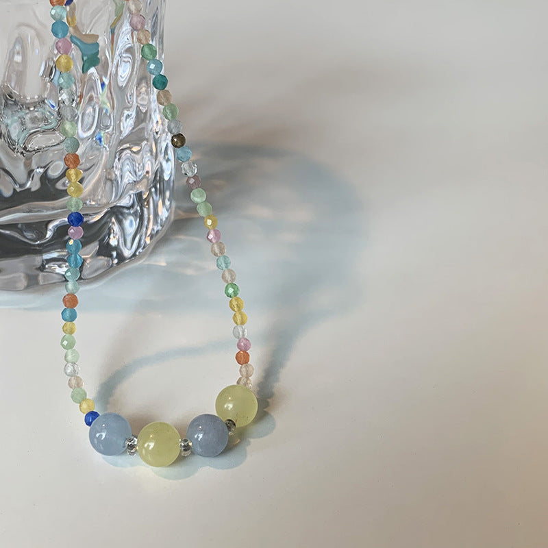 Sweet Artistic Colorful Beaded Natural Stone Opal Necklace