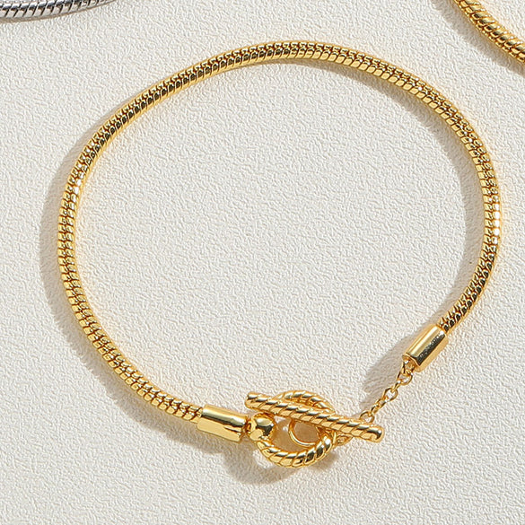 popular love cylindrical lock metal texture bracelet women's ins style OT buckle copper color-preserving electroplating bracelet