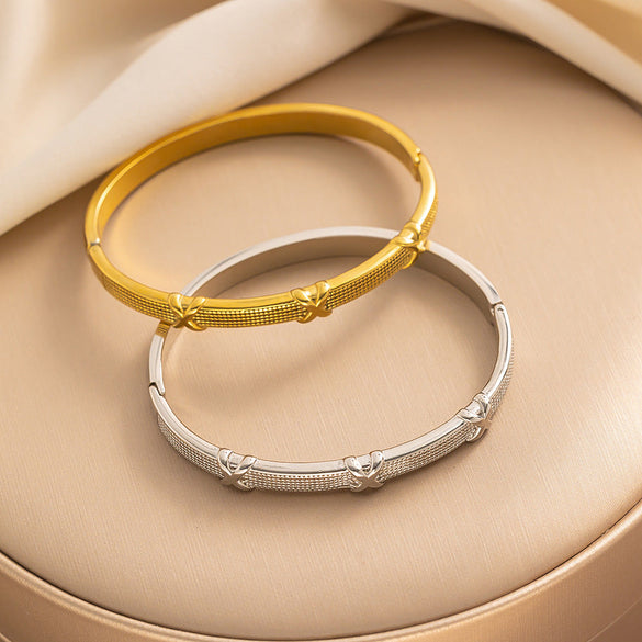 IG Style Ellipse Titanium Steel 18K Gold Plated Bangles