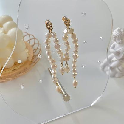 1 Pair Basic Modern Style Geometric Plating Freshwater Pearl Drop Earrings