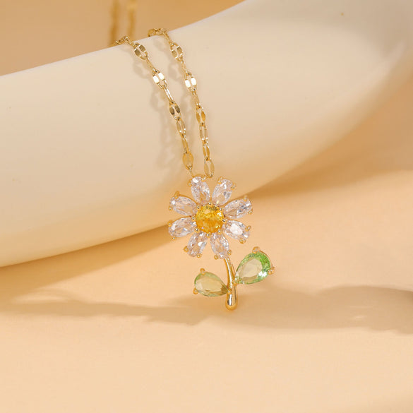 Minimalist Flower Stainless Steel Electroplating Necklaces
