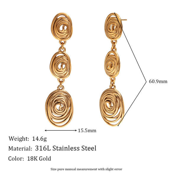 Fashion Circle Geometric Stainless Steel 18K Gold Plated Earrings