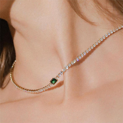 Wholesale Simple Style Solid Color Stainless Steel Natural Stone Zircon Necklace