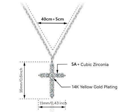 Modern Style Cross Sterling Silver Inlay Zircon Pendant Necklace
