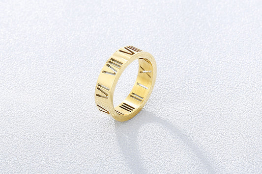 Simple Fashion Stainless Steel Hollow Roman Numeral Ring Wholesale Nihaojewelry