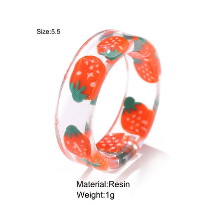 Simple Transparent Fruit Resin Ring Wholesale