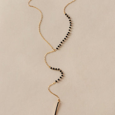 Fashion Black Beaded Chain Geometric Drip Oil Single Layer Clavicle Chain