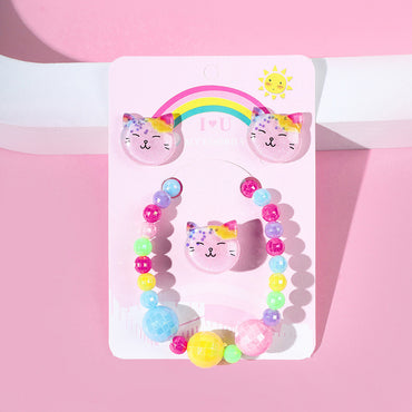 Korean Style/korean Style Cat Plastic No Inlaid Ball Bead Chain Suit