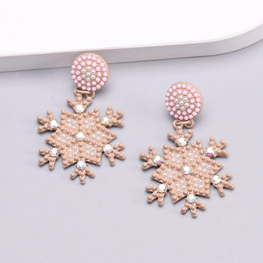 1 Pair Cute Snowflake Plating Alloy Drop Earrings