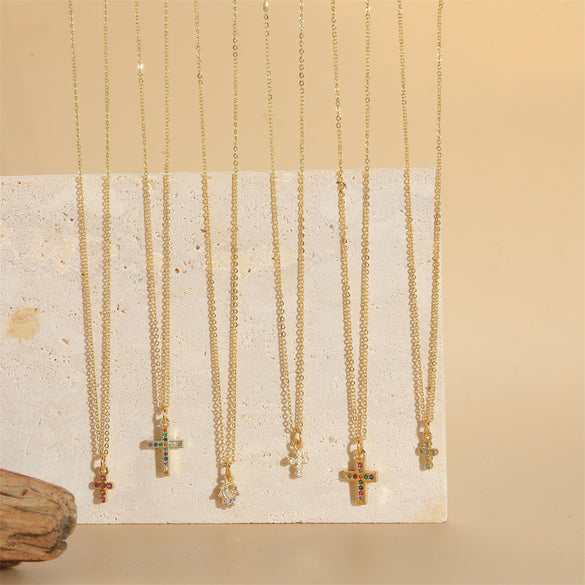 Cross-border popular ins style personality cross design pendant clavicle chain versatile personality exquisite necklace jewelry