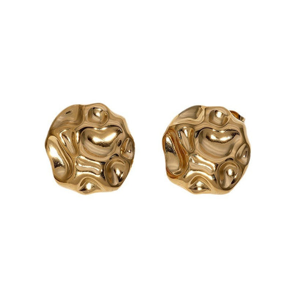 Minimalist Round Geometric Stainless Steel Electroplating Stud Earrings