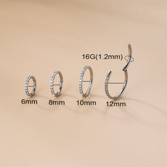 Simple Style Round Titanium Inlaid Zircon Nose Ring
