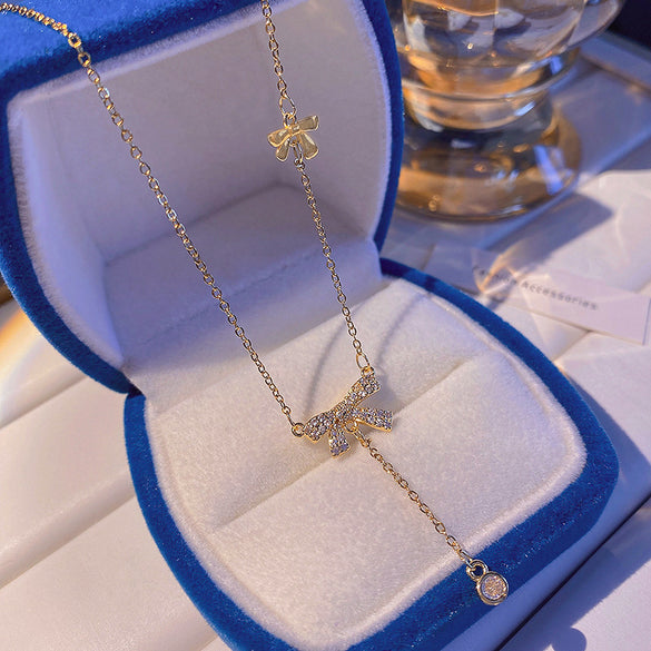 Korean version ins wind titanium steel necklace for girls' high-end sense versatile niche pearl collarbone chain pendant with jewelry wholesale