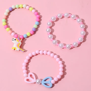 Colorful Acrylic With Decor String Beads Bracelet Set