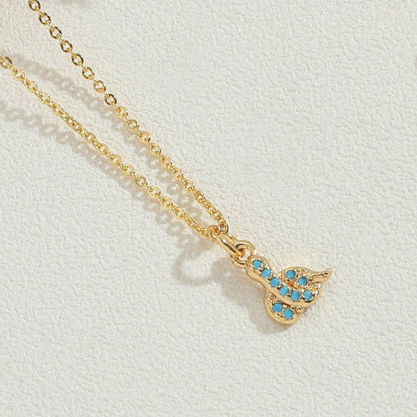 European and American popular copper-plated 14K real gold personality snake pendant ins-style versatile personality trendy necklace clavicle chain female