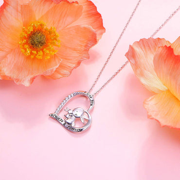 Fashion Mama Rabbit Letter Heart Shape Alloy Inlay Rhinestones Mother's Day Women's Necklace