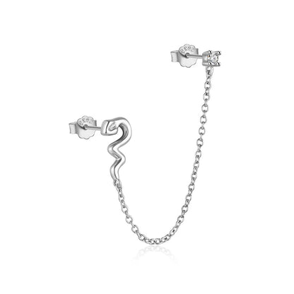 1 Piece Elegant Geometric Solid Color Tassel Plating Chain Sterling Silver Drop Earrings
