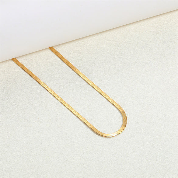 Cross-border popular copper-plated 14K real gold water ripple clavicle chain literary retro Internet celebrity with the same versatile personality necklace