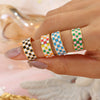 Retro Geometric Plaid Stainless Steel Rings Stainless Steel Rings