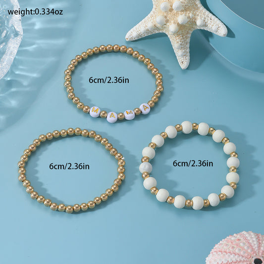 MAMA Simple Style Letter CCB Plastic Wood Beaded Mother'S Day Women's Bracelets