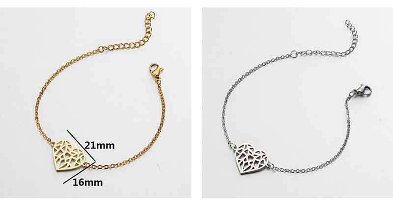 Fashion Heart Shape Titanium Steel Plating Bracelets