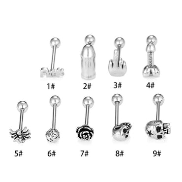 Fashion Rose Spider Skull Stainless Steel Plating Tongue Nail