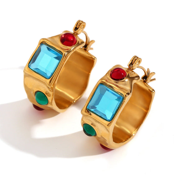 Fashion Circle Geometric Stainless Steel 18K Gold Plated Earrings