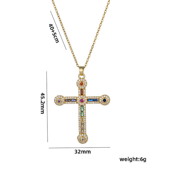 Moderate Luxury Cross Geometric Titanium Steel 18K Gold Plated Necklaces