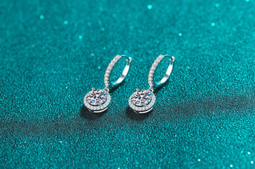 Luxurious Sweet Round Sterling Silver Moissanite Zircon Drop Earrings In Bulk