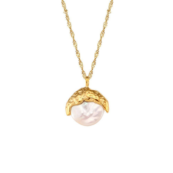 Casual Pearl Geometric Stainless Steel 18K Gold Plated Necklaces
