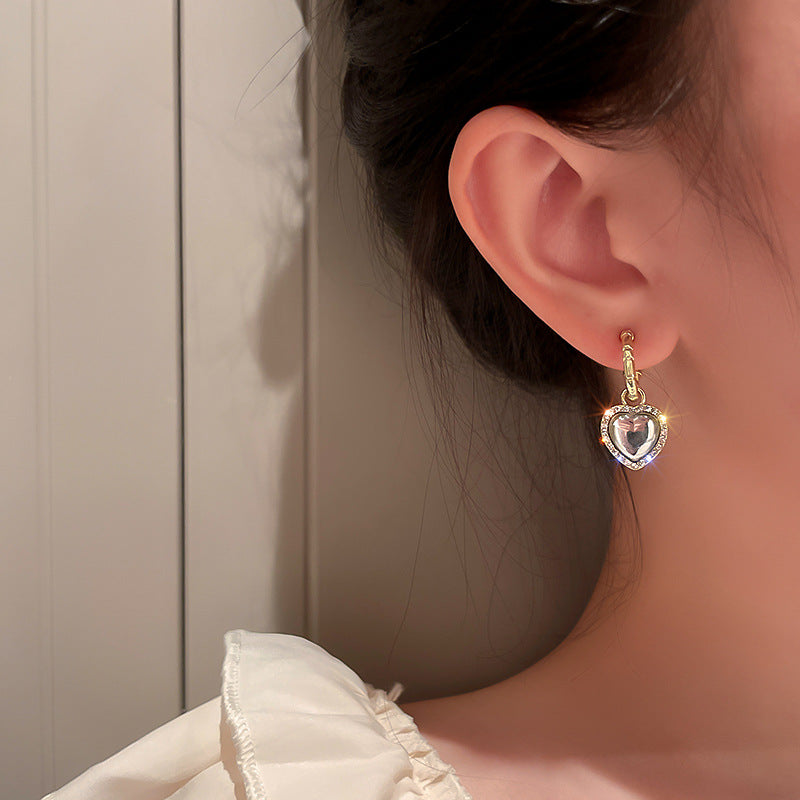 Retro Heart Inlaid Rhinestone Geometric Earrings Wholesale Nihaojewelry