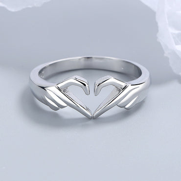 Sterling Silver Cute Gesture Heart Shape Plating Rings