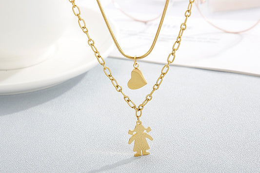 Wholesale New Fashion Stainless Steel Heart Figure Pendent Necklace Nihaojewelry
