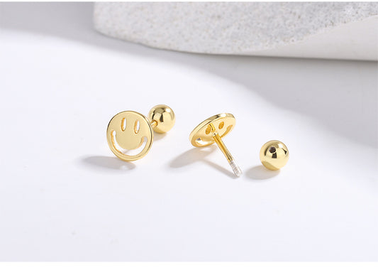 1 Pair Lady Smiley Face Sterling Silver Plating Ear Studs