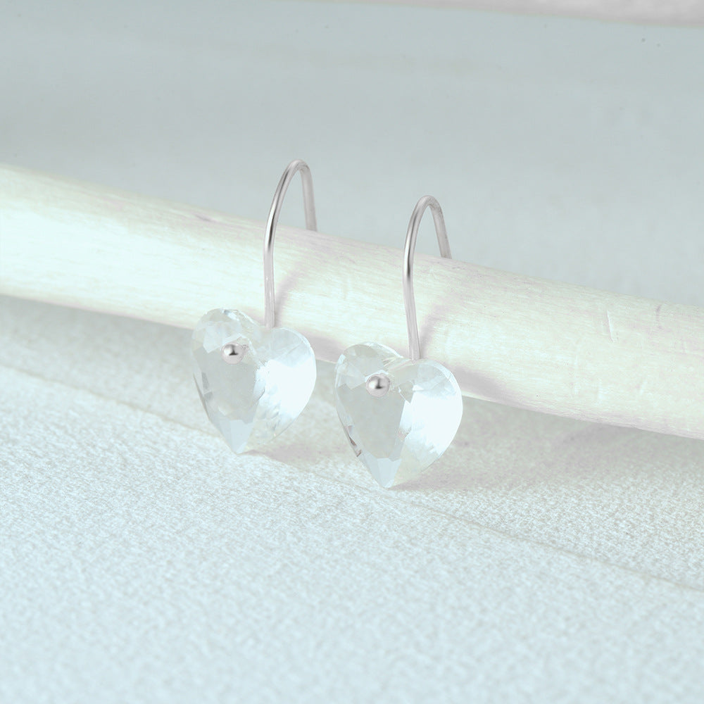 1 Pair Simple Style Heart Shape Plating Inlay Sterling Silver Zircon Drop Earrings