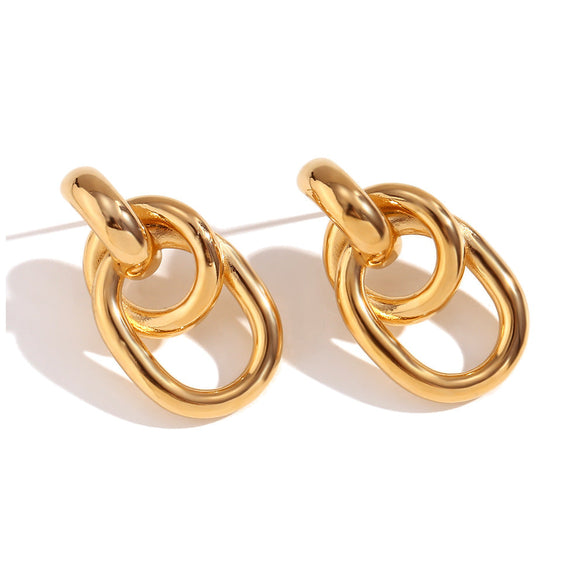 Fashion Circle Geometric Stainless Steel 18K Gold Plated Earrings