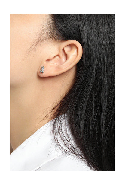 119 Korean Style Ins Original Niche Design Sense Minimalistic Temperamental Versatile Bear Texture S925 Sterling Silver Stud Earrings For Women