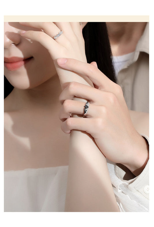 Fashion Wings Alloy Plating Inlay Zircon Couple Rings 1 Piece