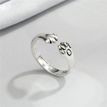 Trend Retro Sword Devil Paw Ring Creative Cute Hug Hand Cat Paw Finger Ring Cross-border Jewelry