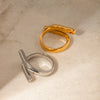IG Style Asymmetrical Stainless Steel 18K Gold Plated Rings