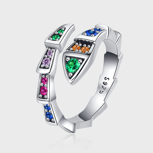Sweet Animal Sterling Silver Plating Inlay Artificial Gemstones Open Ring