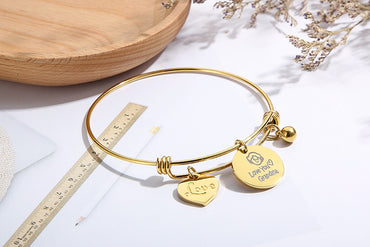 Creative Adjust Telescopic Wire Heart-shaped Circle Mother's Day Stainless Steel Bracelet