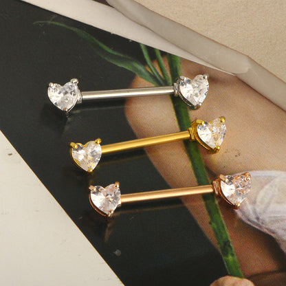 Fashion Heart Shape Stainless Steel Plating Zircon Adhesive Nail