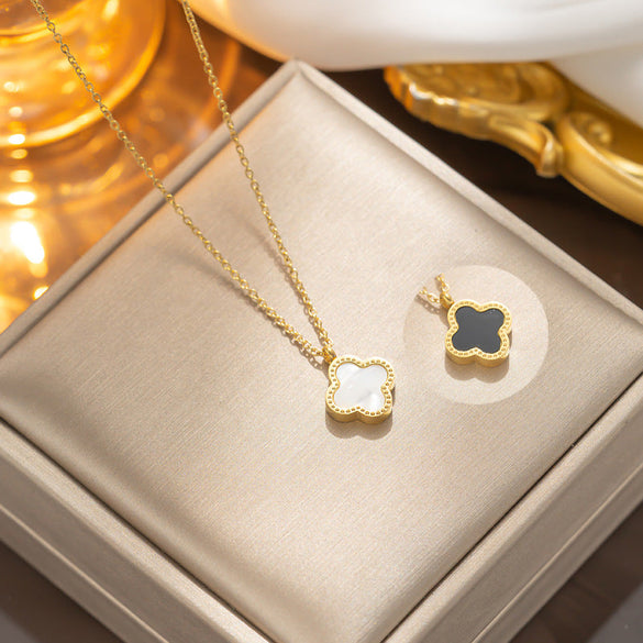 Flower Titanium Steel 18K Gold Plated Necklaces