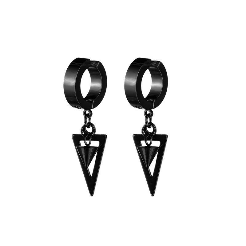 1 Piece Simple Style Triangle Plating Titanium Steel Drop Earrings